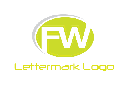 Letters FW are in a oval shape with swoosh logo