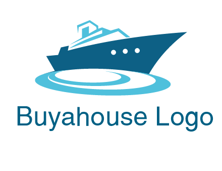 yacht with waves travel logo