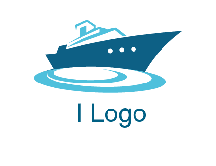 yacht with waves travel logo