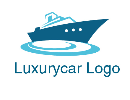 yacht with waves travel logo