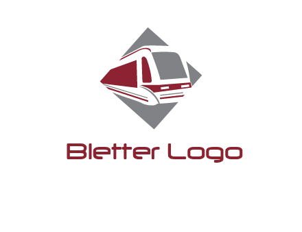 electric train in square transportation logo