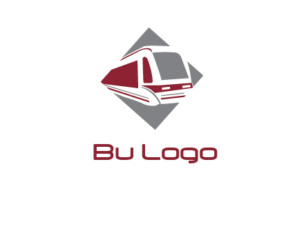 electric train in square transportation logo