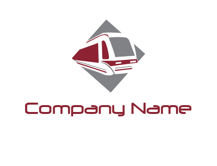 electric train in square transportation logo