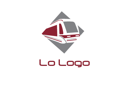 electric train in square transportation logo