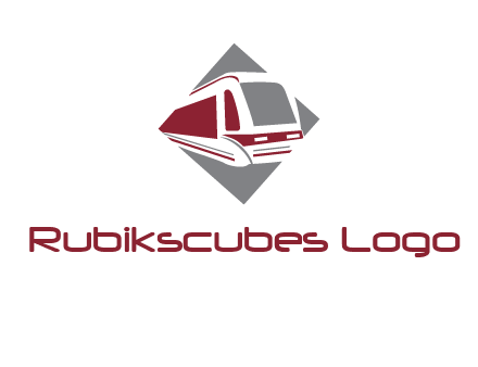 electric train in square transportation logo