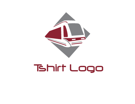 electric train in square transportation logo