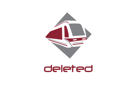 electric train in square transportation logo