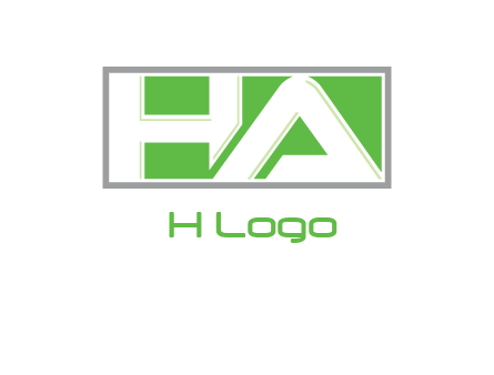 Letter H and A in a rectangle box logo