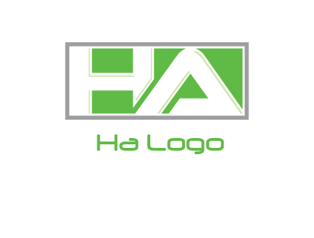 Letter H and A in a rectangle box logo