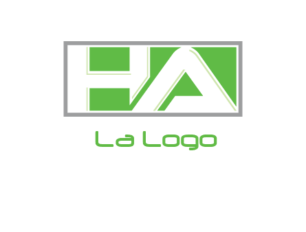 Letter H and A in a rectangle box logo