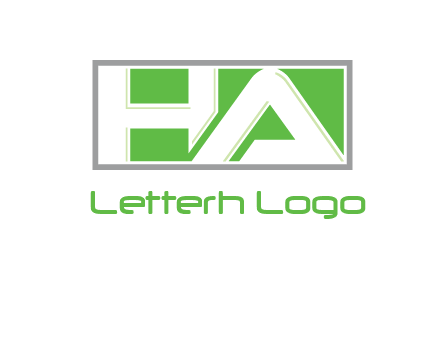 Letter H and A in a rectangle box logo