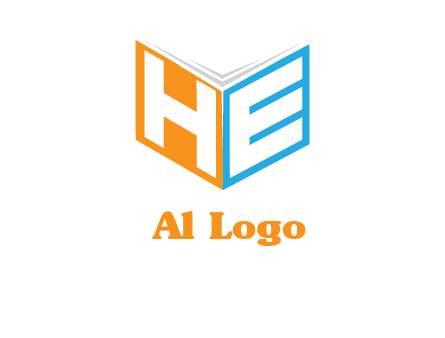 Letters h and e in front of book cover logo