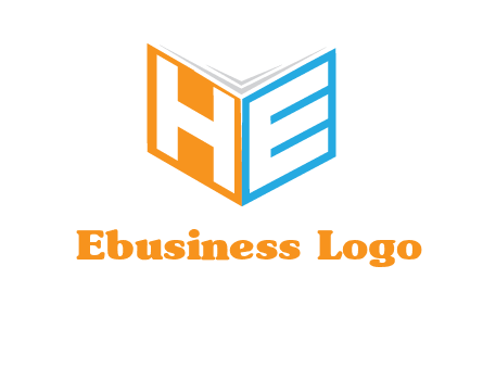 Letters h and e in front of book cover logo