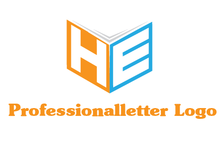 Letters h and e in front of book cover logo