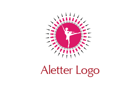 dancing ballerina in fancy pointy circle arts logo icon