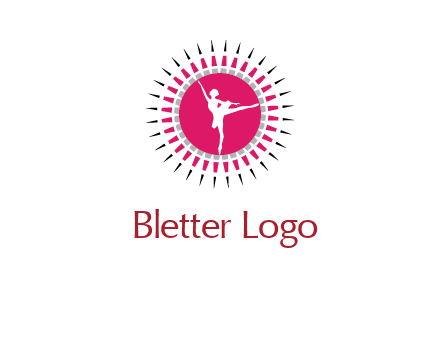 dancing ballerina in fancy pointy circle arts logo icon