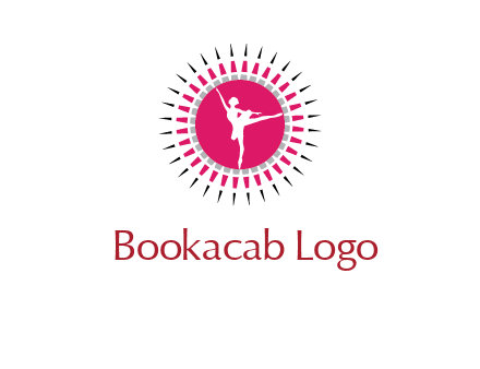 dancing ballerina in fancy pointy circle arts logo icon