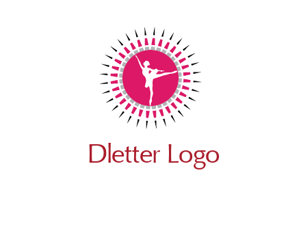 dancing ballerina in fancy pointy circle arts logo icon