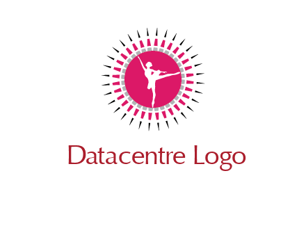 dancing ballerina in fancy pointy circle arts logo icon