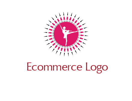 dancing ballerina in fancy pointy circle arts logo icon