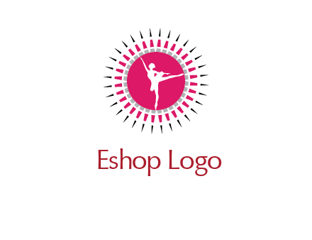 dancing ballerina in fancy pointy circle arts logo icon