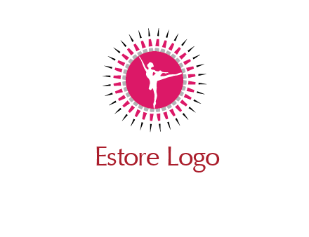 dancing ballerina in fancy pointy circle arts logo icon