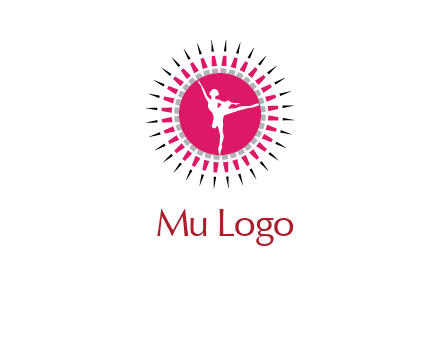 dancing ballerina in fancy pointy circle arts logo icon