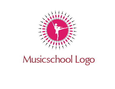 dancing ballerina in fancy pointy circle arts logo icon