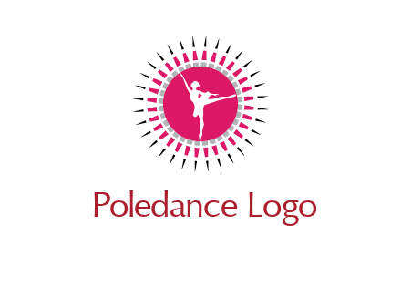 dancing ballerina in fancy pointy circle arts logo icon