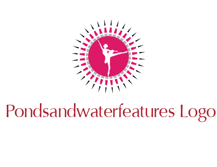 dancing ballerina in fancy pointy circle arts logo icon