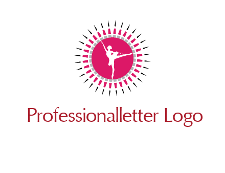 dancing ballerina in fancy pointy circle arts logo icon