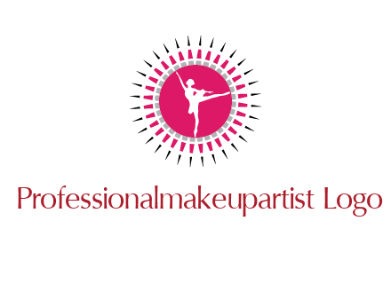 dancing ballerina in fancy pointy circle arts logo icon