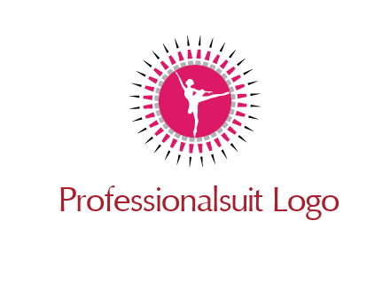 dancing ballerina in fancy pointy circle arts logo icon