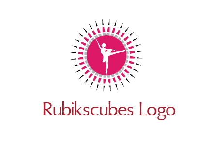 dancing ballerina in fancy pointy circle arts logo icon