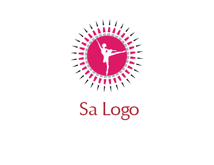 dancing ballerina in fancy pointy circle arts logo icon