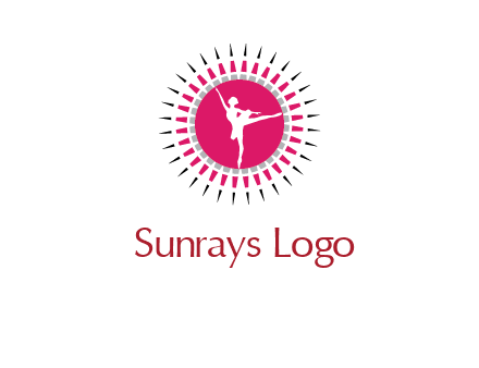 dancing ballerina in fancy pointy circle arts logo icon