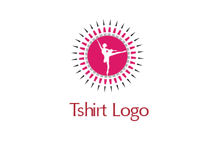 dancing ballerina in fancy pointy circle arts logo icon