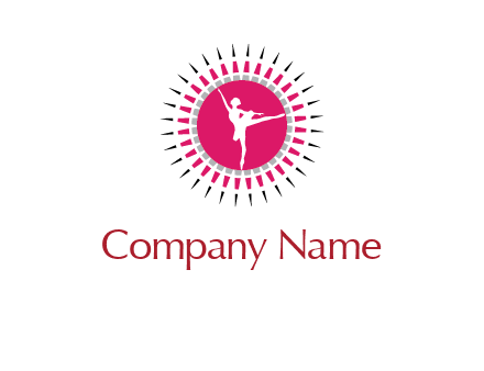 dancing ballerina in fancy pointy circle arts logo icon