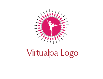 dancing ballerina in fancy pointy circle arts logo icon