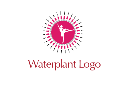 dancing ballerina in fancy pointy circle arts logo icon