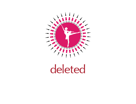 dancing ballerina in fancy pointy circle arts logo icon