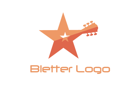 star with guitar head music logo