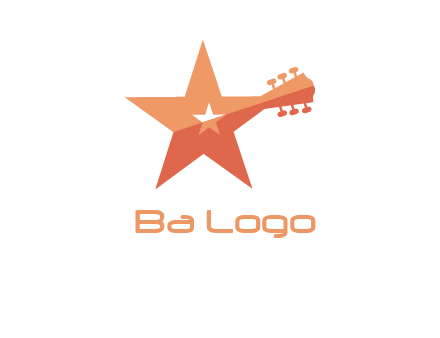 star with guitar head music logo