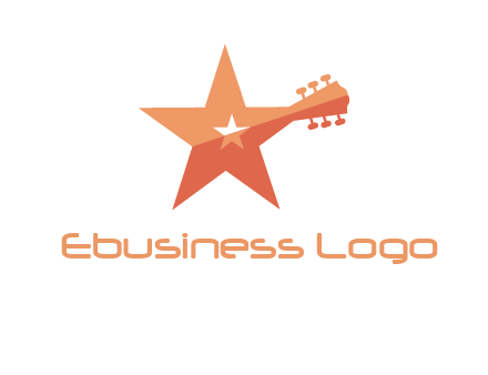 star with guitar head music logo