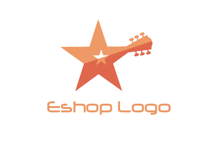 star with guitar head music logo