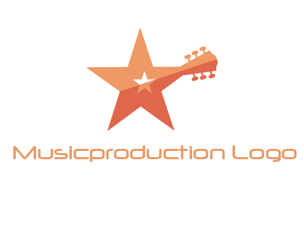 star with guitar head music logo