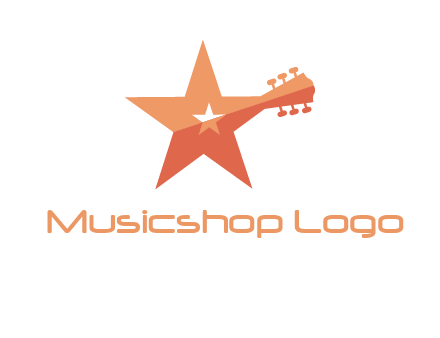 star with guitar head music logo