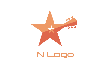 star with guitar head music logo