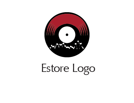 zigzag lines on music record logo illustration