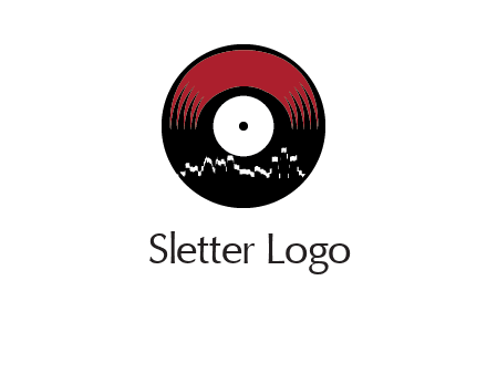 zigzag lines on music record logo illustration